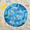 Aboriginal Ocean Jellyfish Beach Blanket Dot Art Dreamtime Style