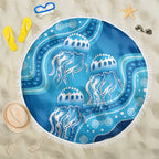Aboriginal Ocean Jellyfish Beach Blanket Dot Art Dreamtime Style