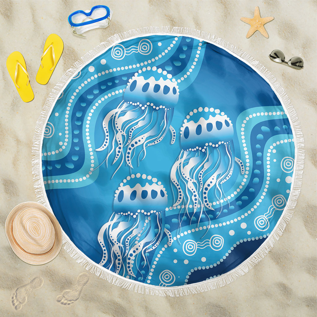 Aboriginal Ocean Jellyfish Beach Blanket Dot Art Dreamtime Style