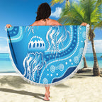 Aboriginal Ocean Jellyfish Beach Blanket Dot Art Dreamtime Style