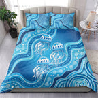 Aboriginal Ocean Jellyfish Bedding Set Dot Art Dreamtime Style