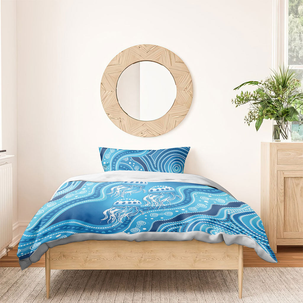 Aboriginal Ocean Jellyfish Bedding Set Dot Art Dreamtime Style