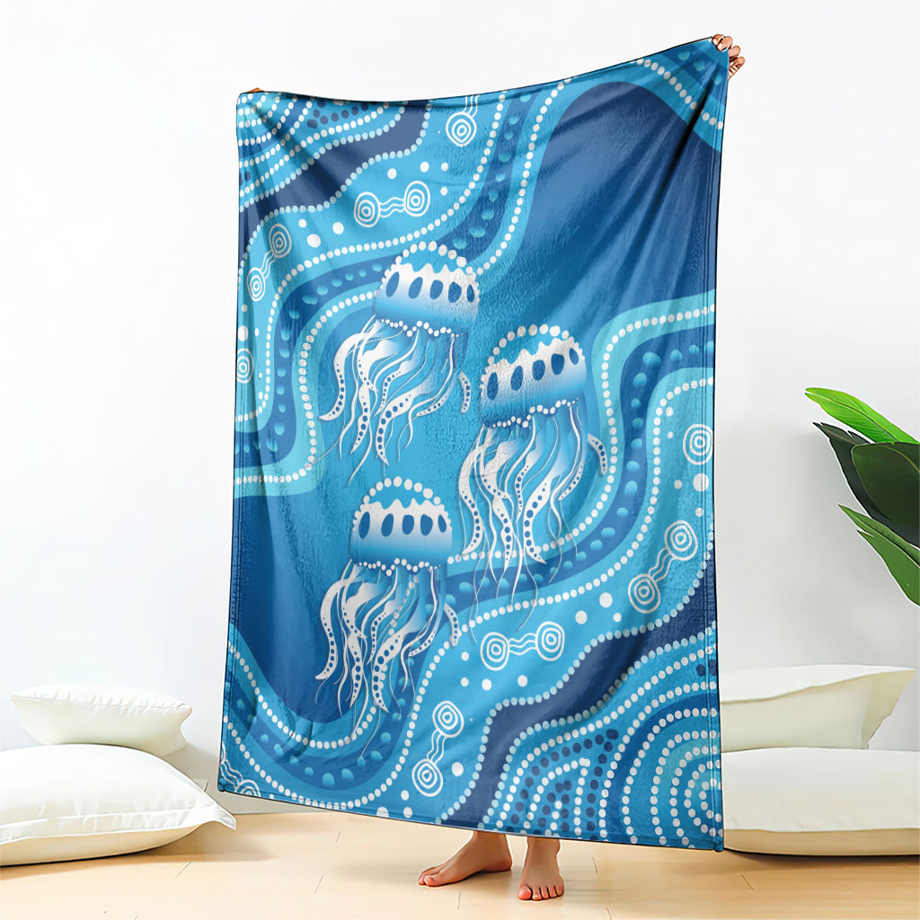 Aboriginal Ocean Jellyfish Blanket Dot Art Dreamtime Style