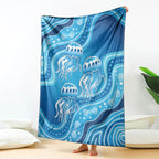 Aboriginal Ocean Jellyfish Blanket Dot Art Dreamtime Style