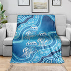 Aboriginal Ocean Jellyfish Blanket Dot Art Dreamtime Style