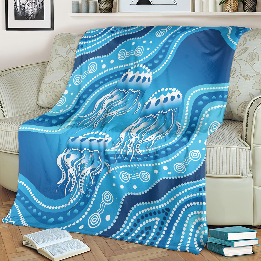 Aboriginal Ocean Jellyfish Blanket Dot Art Dreamtime Style