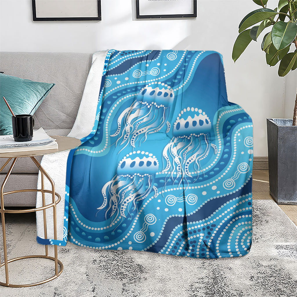 Aboriginal Ocean Jellyfish Blanket Dot Art Dreamtime Style