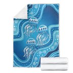 Aboriginal Ocean Jellyfish Blanket Dot Art Dreamtime Style