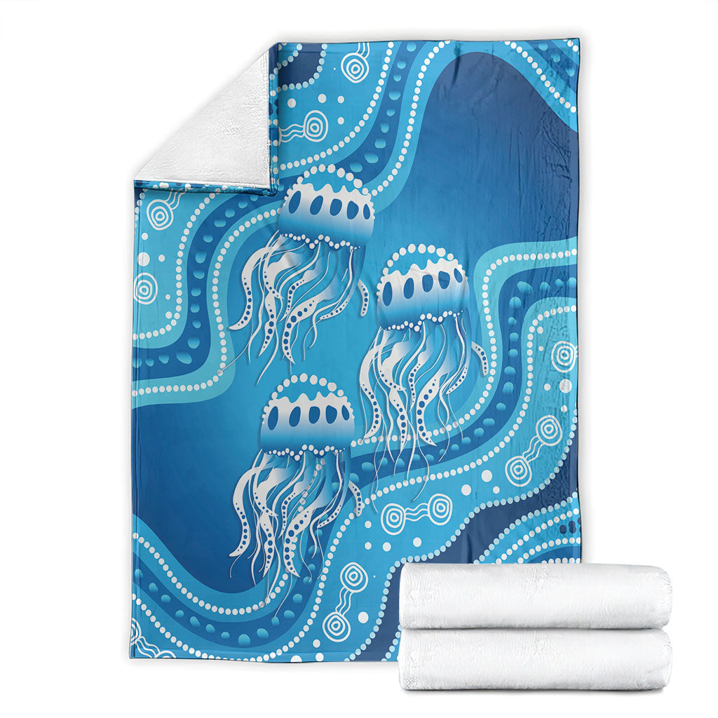 Aboriginal Ocean Jellyfish Blanket Dot Art Dreamtime Style