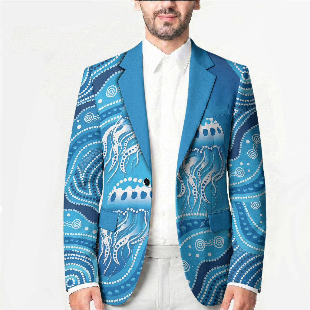 Aboriginal Ocean Jellyfish Blazer Dot Art Dreamtime Style