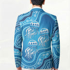 Aboriginal Ocean Jellyfish Blazer Dot Art Dreamtime Style