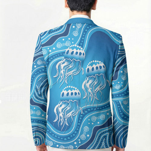 Aboriginal Ocean Jellyfish Blazer Dot Art Dreamtime Style