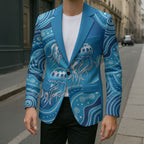 Aboriginal Ocean Jellyfish Blazer Dot Art Dreamtime Style
