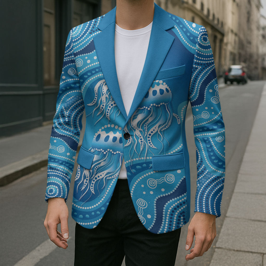 Aboriginal Ocean Jellyfish Blazer Dot Art Dreamtime Style