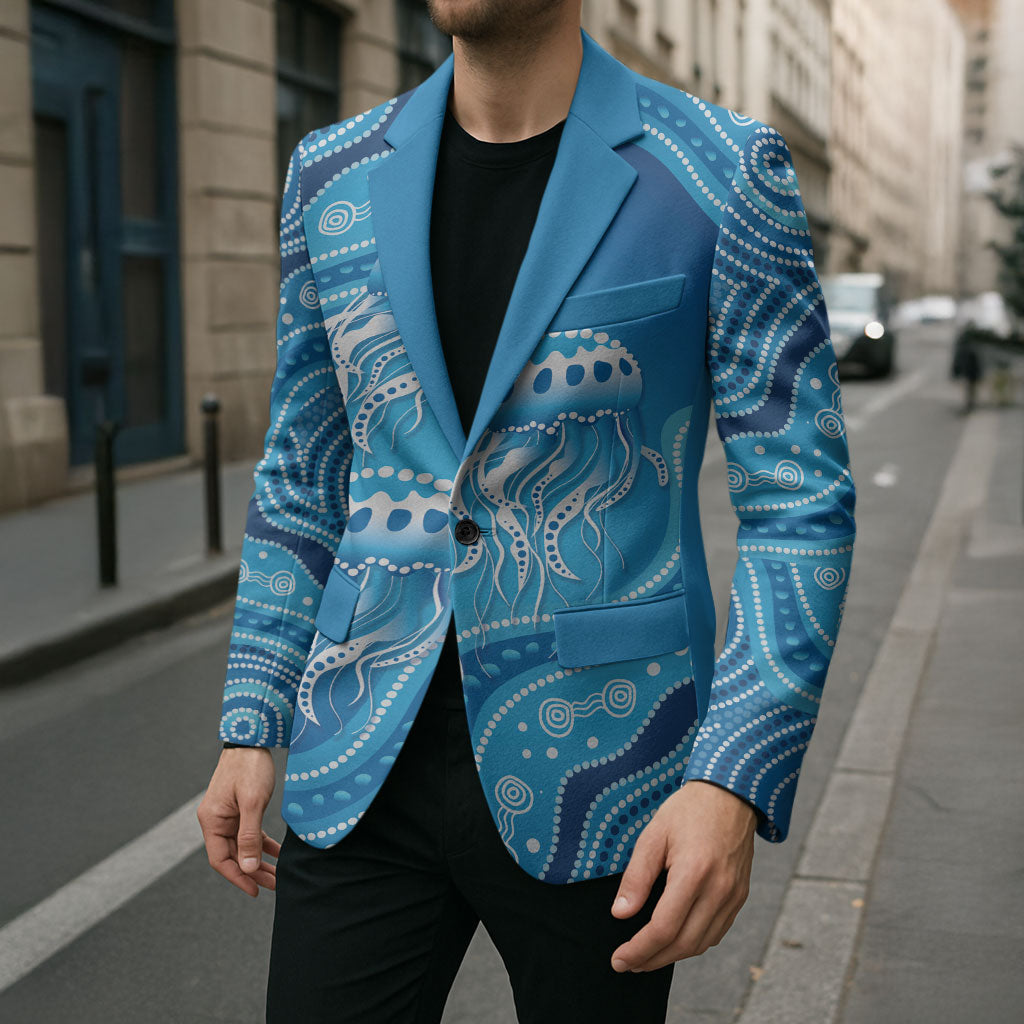 Aboriginal Ocean Jellyfish Blazer Dot Art Dreamtime Style