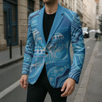 Aboriginal Ocean Jellyfish Blazer Dot Art Dreamtime Style