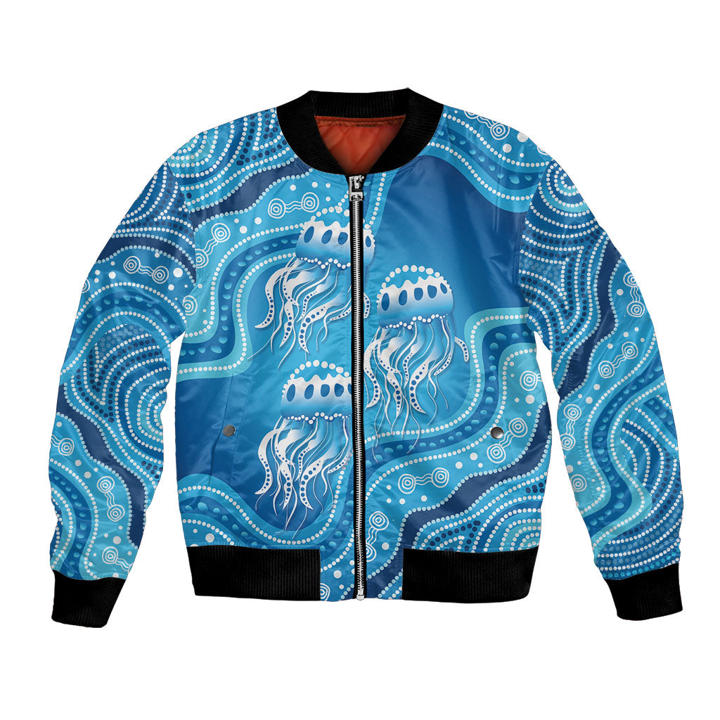 Aboriginal Ocean Jellyfish Bomber Jacket Dot Art Dreamtime Style