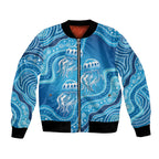 Aboriginal Ocean Jellyfish Bomber Jacket Dot Art Dreamtime Style