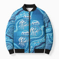 Aboriginal Ocean Jellyfish Bomber Puffer Jacket Dot Art Dreamtime Style