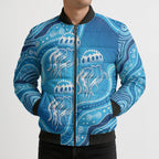 Aboriginal Ocean Jellyfish Bomber Puffer Jacket Dot Art Dreamtime Style