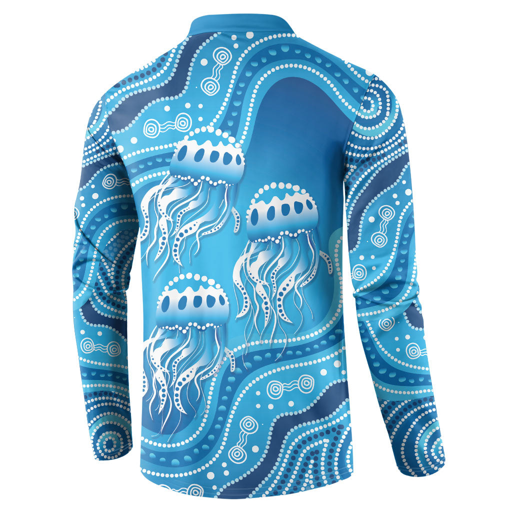 Aboriginal Ocean Jellyfish Button Sweatshirt Dot Art Dreamtime Style