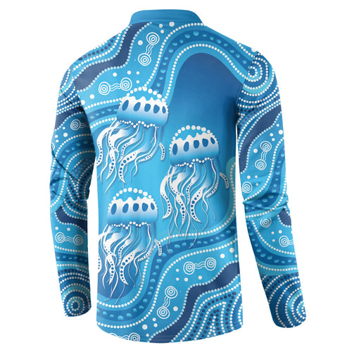 Aboriginal Ocean Jellyfish Button Sweatshirt Dot Art Dreamtime Style