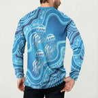 Aboriginal Ocean Jellyfish Button Sweatshirt Dot Art Dreamtime Style