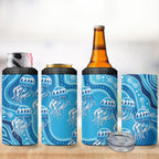 Aboriginal Ocean Jellyfish 4 in 1 Can Cooler Tumbler Dot Art Dreamtime Style