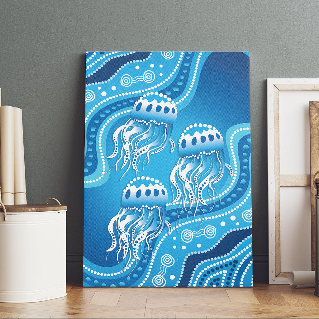Aboriginal Ocean Jellyfish Canvas Wall Art Dot Art Dreamtime Style