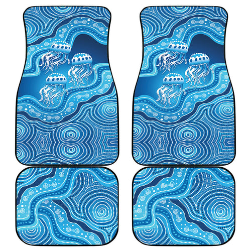 Aboriginal Ocean Jellyfish Car Mats Dot Art Dreamtime Style
