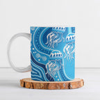 Aboriginal Ocean Jellyfish Ceramic Mug Dot Art Dreamtime Style
