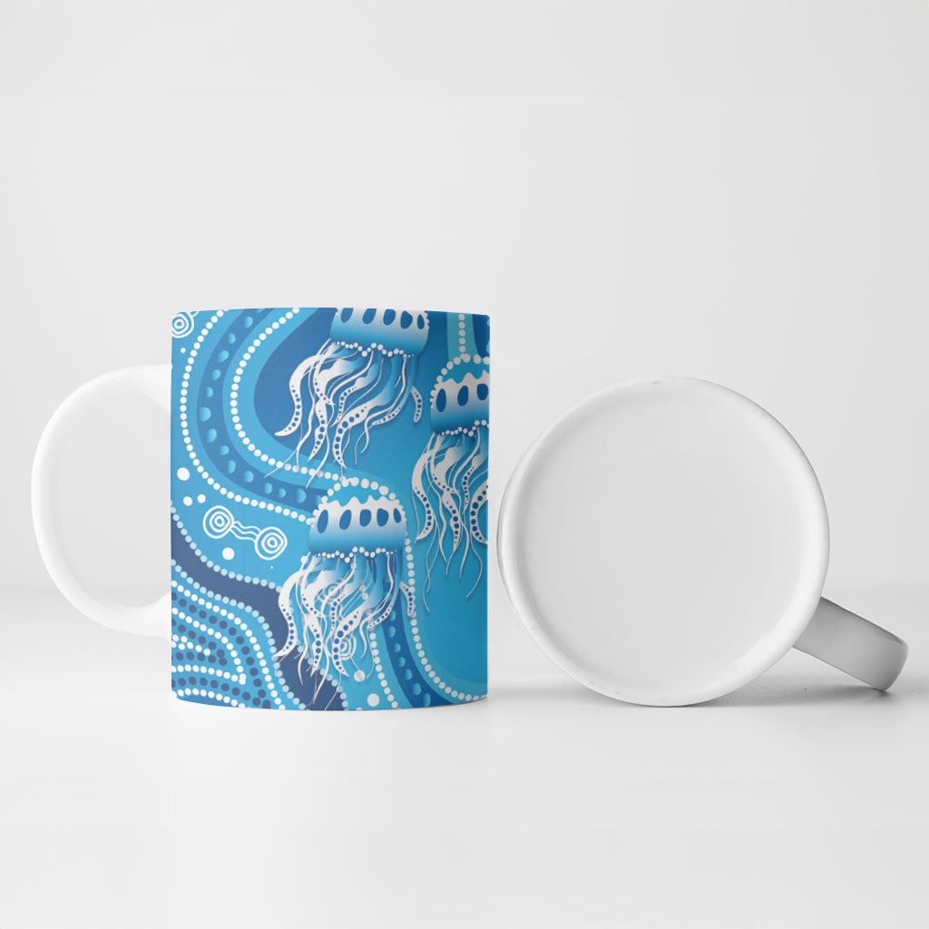 Aboriginal Ocean Jellyfish Ceramic Mug Dot Art Dreamtime Style