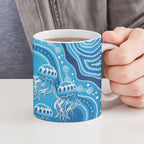 Aboriginal Ocean Jellyfish Ceramic Mug Dot Art Dreamtime Style