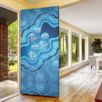 Aboriginal Ocean Jellyfish Door Cover Dot Art Dreamtime Style