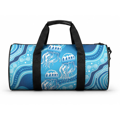 Aboriginal Ocean Jellyfish Duffle Bag Dot Art Dreamtime Style