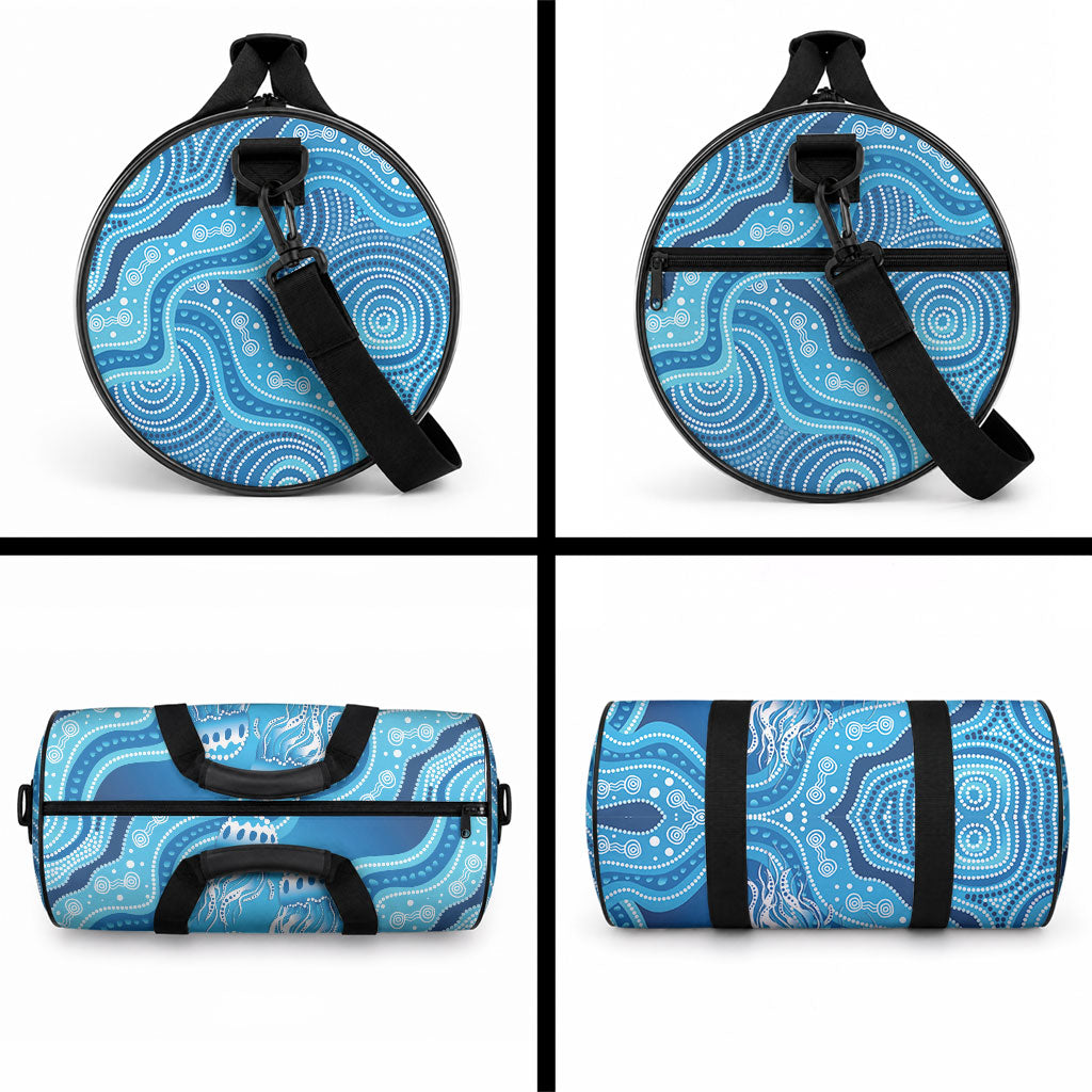 Aboriginal Ocean Jellyfish Duffle Bag Dot Art Dreamtime Style