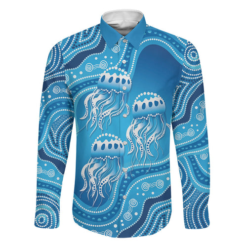 Aboriginal Ocean Jellyfish Family Matching Mermaid Dress and Hawaiian Shirt Dot Art Dreamtime Style
