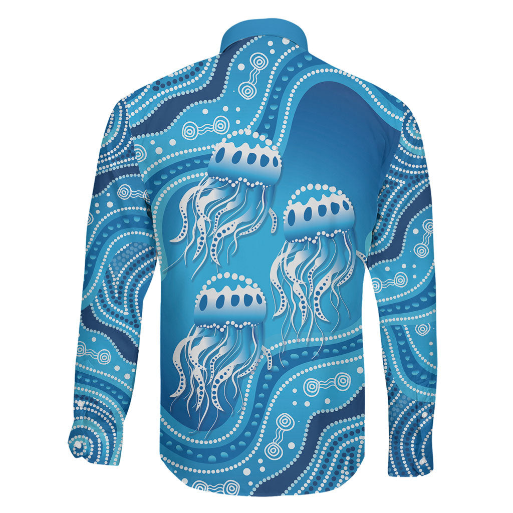 Aboriginal Ocean Jellyfish Family Matching Off Shoulder Short Dress and Hawaiian Shirt Dot Art Dreamtime Style