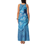 Aboriginal Ocean Jellyfish Family Matching Tank Maxi Dress and Hawaiian Shirt Dot Art Dreamtime Style