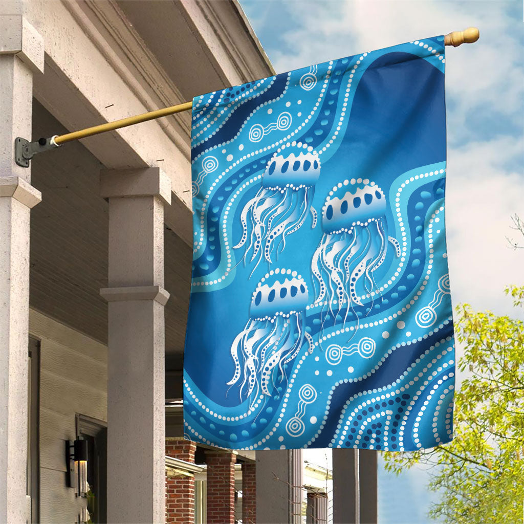 Aboriginal Ocean Jellyfish Garden Flag Dot Art Dreamtime Style