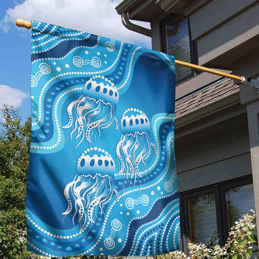 Aboriginal Ocean Jellyfish Garden Flag Dot Art Dreamtime Style