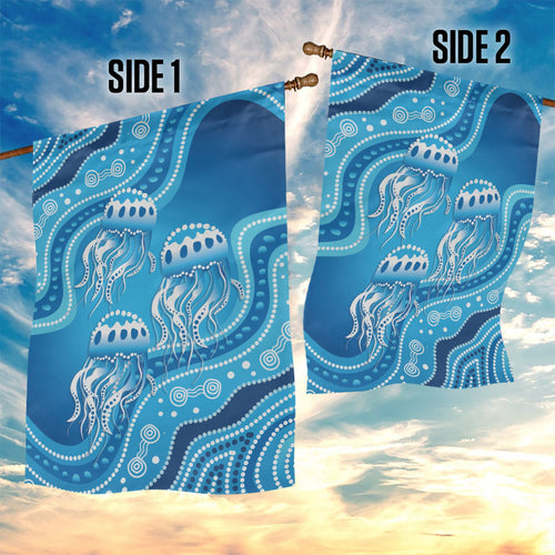 Aboriginal Ocean Jellyfish Garden Flag Dot Art Dreamtime Style