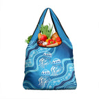 Aboriginal Ocean Jellyfish Grocery Bag Dot Art Dreamtime Style