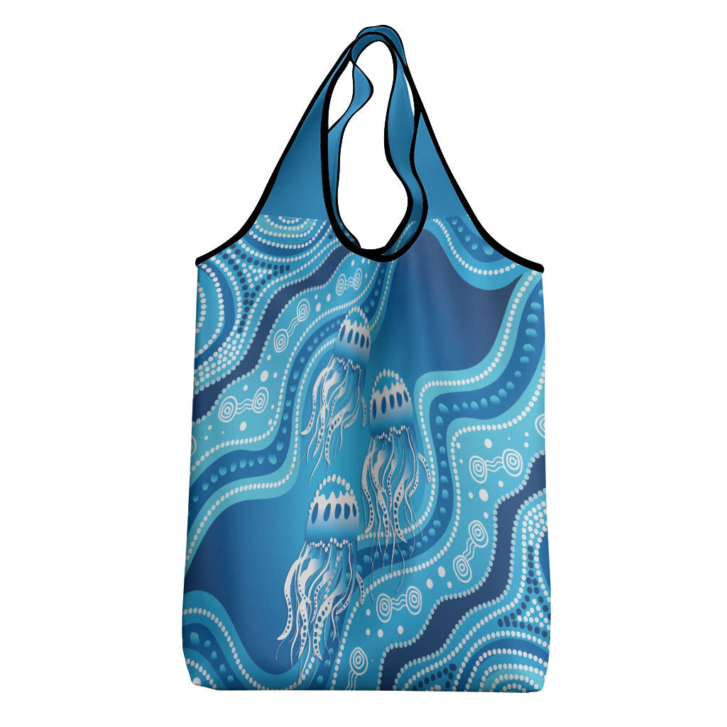 Aboriginal Ocean Jellyfish Grocery Bag Dot Art Dreamtime Style