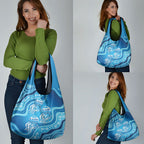 Aboriginal Ocean Jellyfish Grocery Bag Dot Art Dreamtime Style