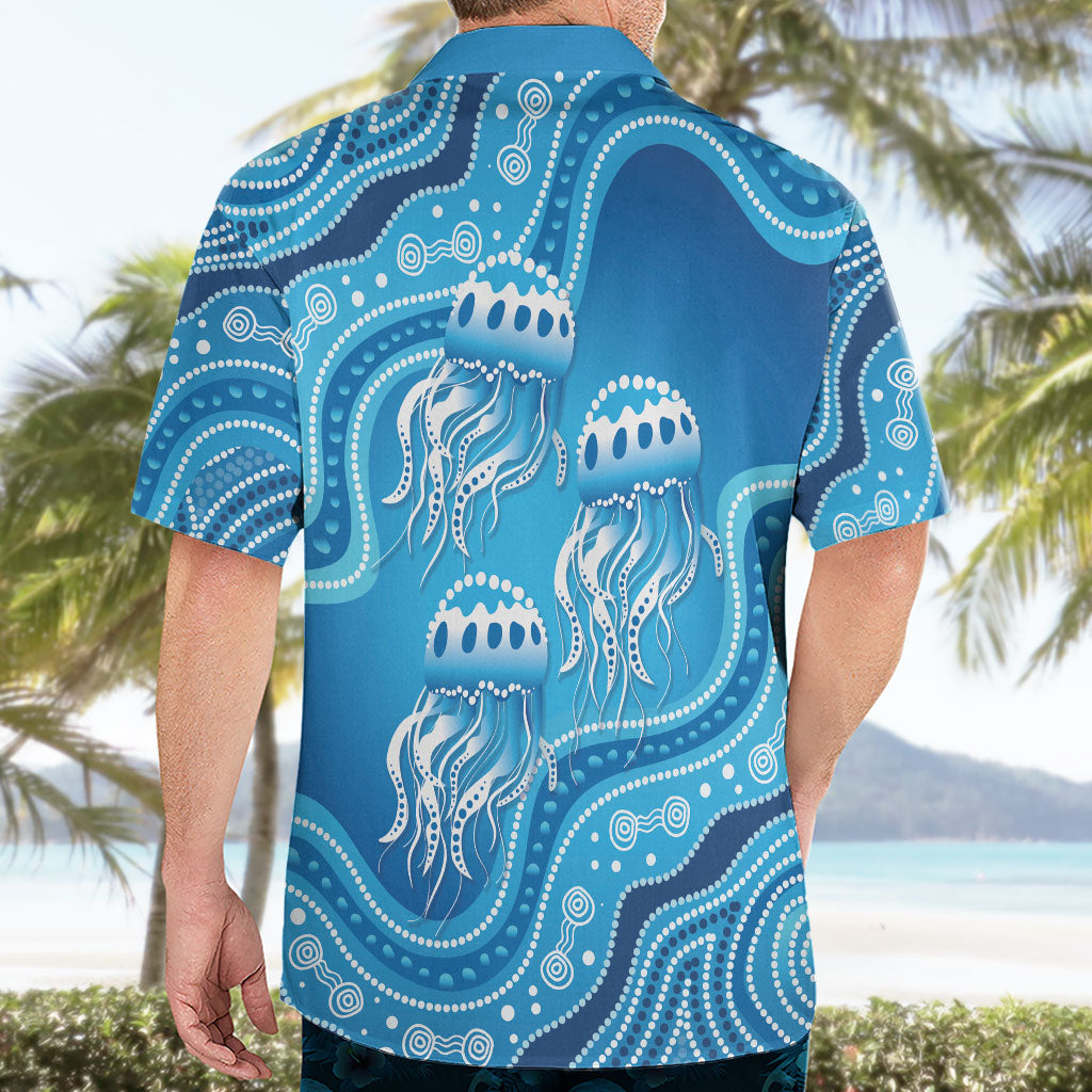 Aboriginal Ocean Jellyfish Hawaiian Shirt Dot Art Dreamtime Style