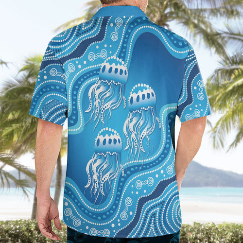Aboriginal Ocean Jellyfish Hawaiian Shirt Dot Art Dreamtime Style