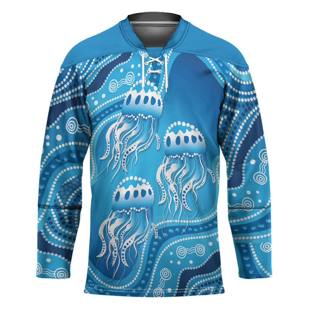 Aboriginal Ocean Jellyfish Hockey Jersey Dot Art Dreamtime Style