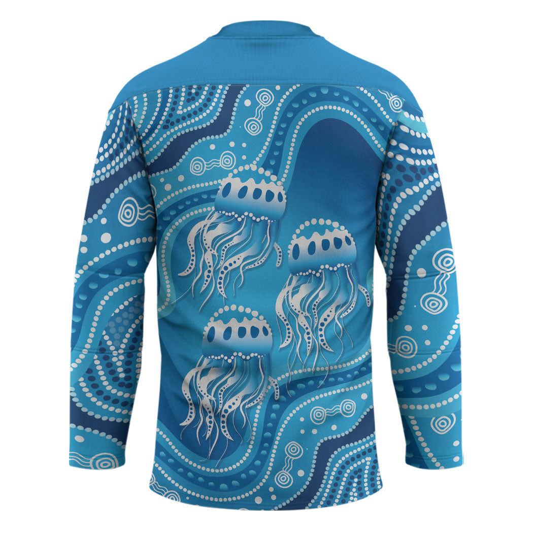 Aboriginal Ocean Jellyfish Hockey Jersey Dot Art Dreamtime Style