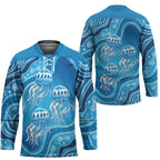 Aboriginal Ocean Jellyfish Hockey Jersey Dot Art Dreamtime Style